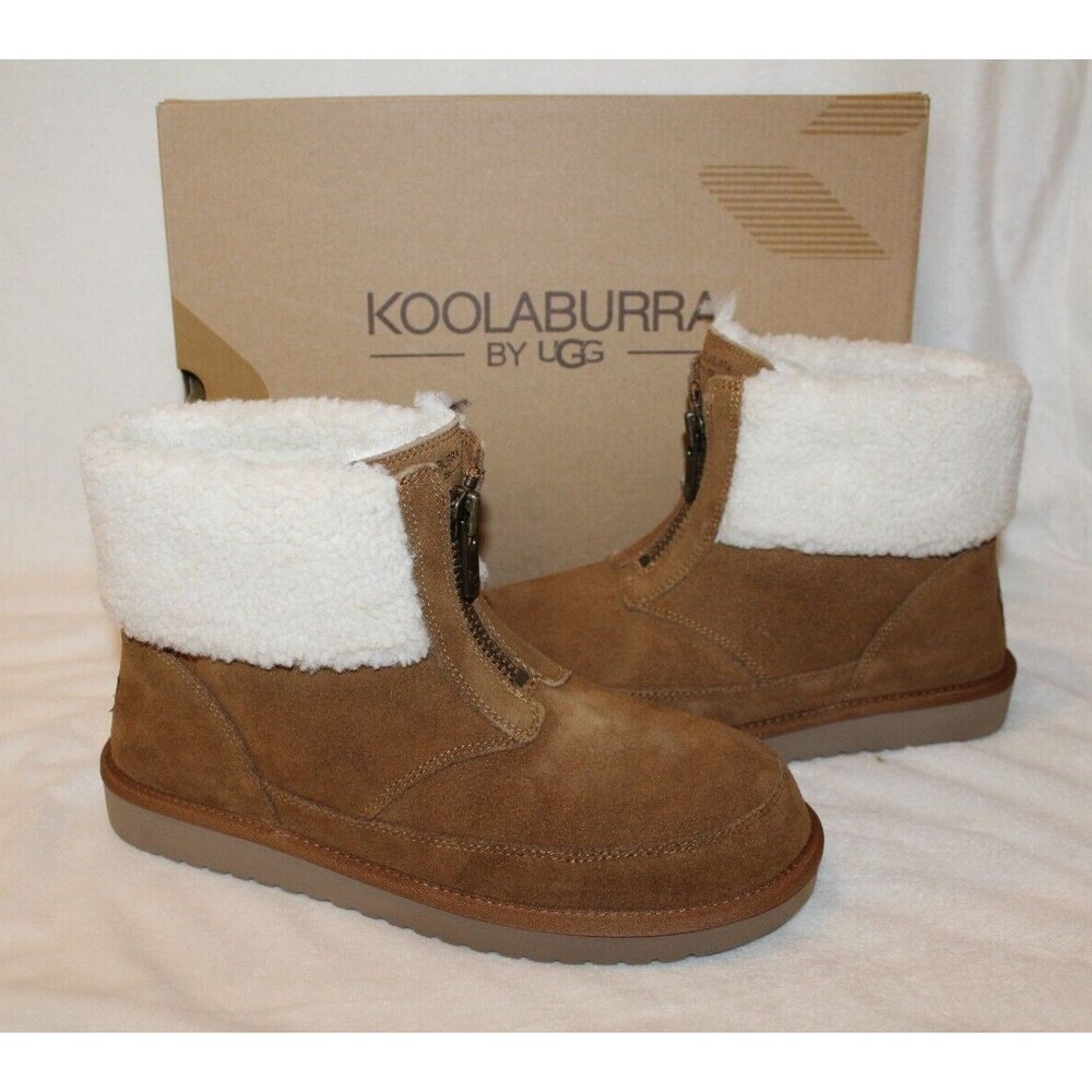NIB Koolaburra UGG Women's Lyetta Suede Fur Boots Chestnut 10
